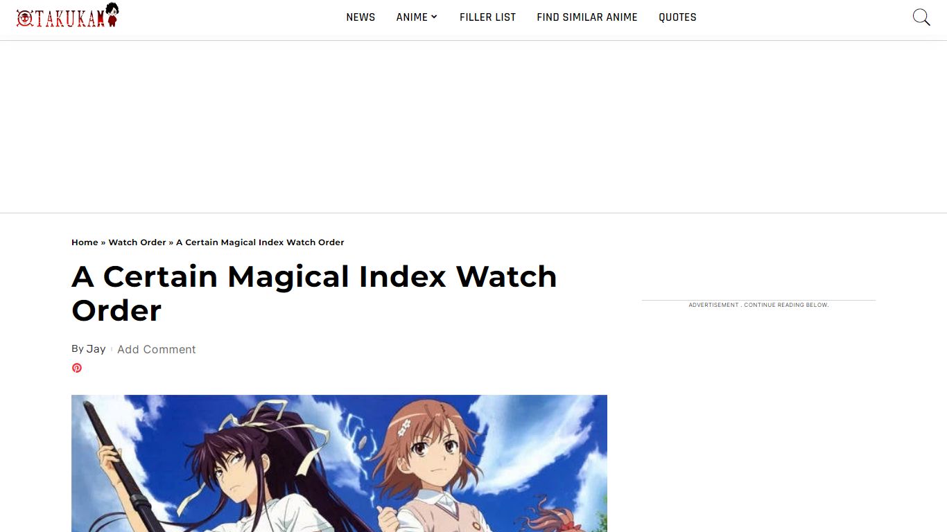 A Certain Magical Index Watch Order | OtaKuKan