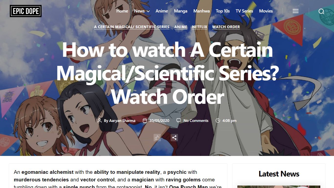 A Certain Magical Index Series Watch Order - Easy Guide - Epic Dope